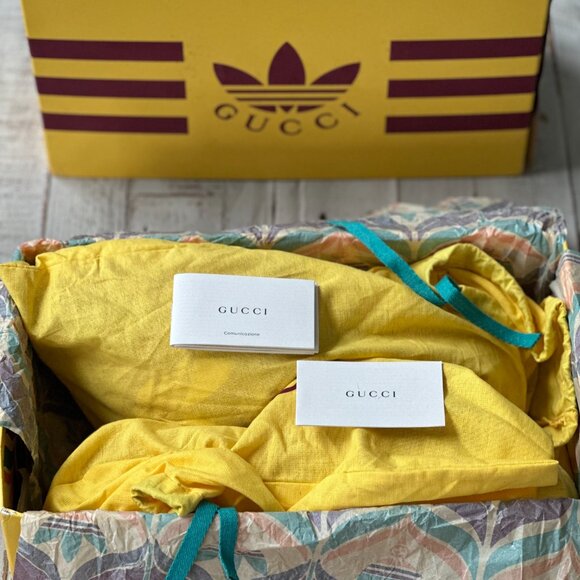 GUCCI NEW ADIDAS MEN’S RED WHITE SLIDES SANDALS SIZE 14 MADE IN ITALY - Picture 5 of 9